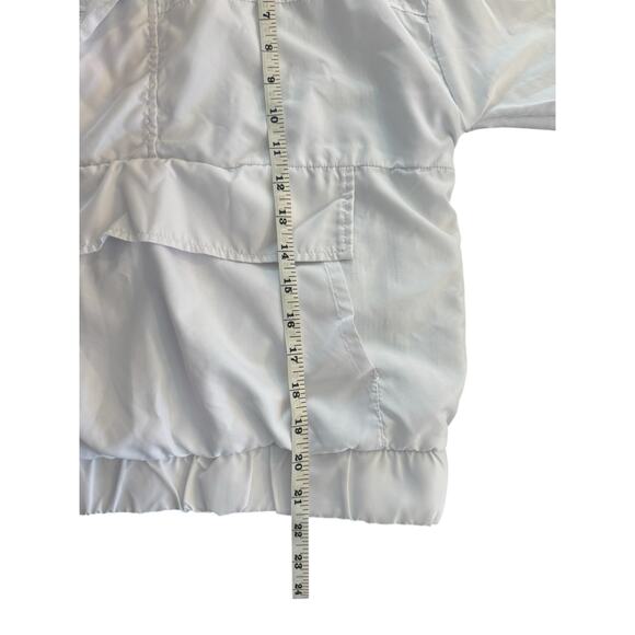 Forever 21 White Cropped Windbreaker Pullover Hooded Jacket Women’s Small - Picture 9 of 10
